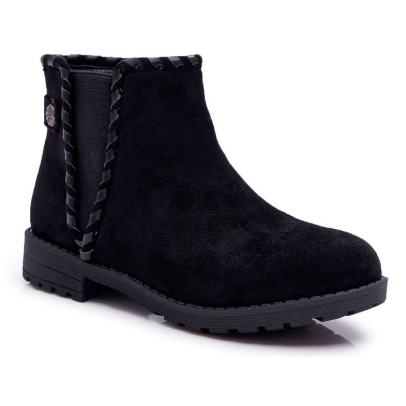 POPA Bottes noires pour enfants à talon plat Sicarro le noir