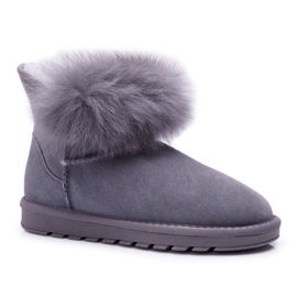HAN Bottes De Neige Femme Avec Fourrure Avec Fourrure Daim Gris Memento