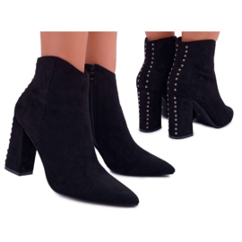 SEA Bottes pour femmes à talon haut avec rivets en Spitz RB23P Black Snack noir