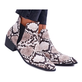 Bottines Plates Femme Murino Snake Skin blanc noir multicolore