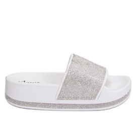 Blanc N-59 Chaussons blancs sur semelle épaisse gris