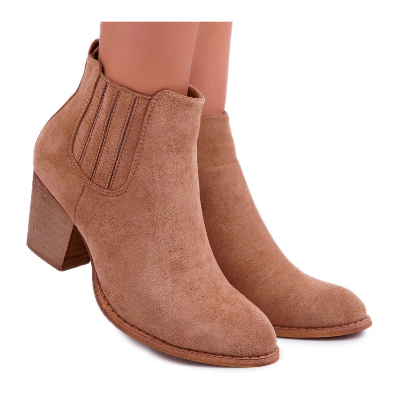 FRID Bottines Femme À Talons Hauts En Daim Beige Gomen