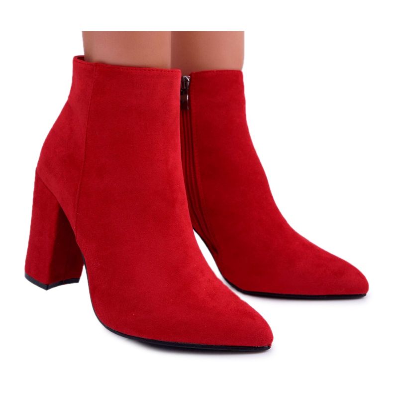 FW1 Boots femme à talon Daim Red Sharks rouge