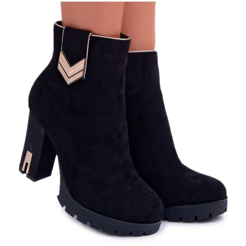 FE1 Bottes à talons pour femmes en daim chaud M319 Noir Midway le noir