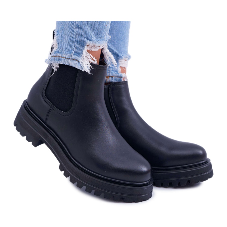 SEA Bottes pour femmes à talon plat Warm Black Orion le noir