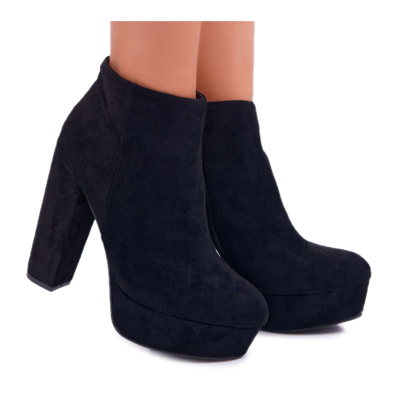 ADY Bottines Femme à Talon et Plateforme Daim Noir Celinne le noir