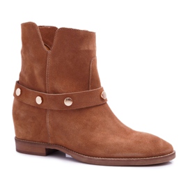 Boots Femme Laura Messi 1890 Cuir Daim Dark Camel Darmah brun