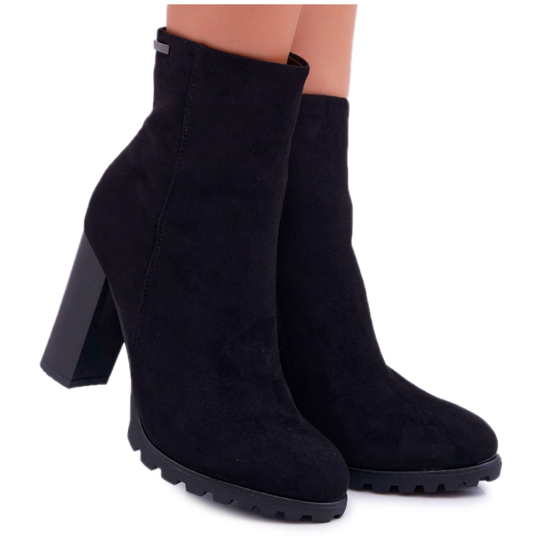 EVE Bottines Femme à Talon Daim Noir Cadillac le noir