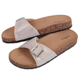 Chaussons scholki beiges avec pierres L-1032 Beige