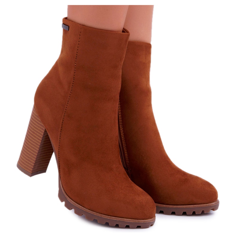 EVE Boots femme à talon Daim Camel Cadillac brun