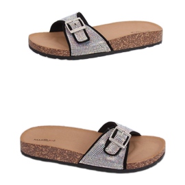 Chaussons noirs avec pierres L-1032 Noir le noir
