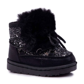 FRROCK Bottes De Neige Enfant Avec Fourrure Noir Minnie Mouse