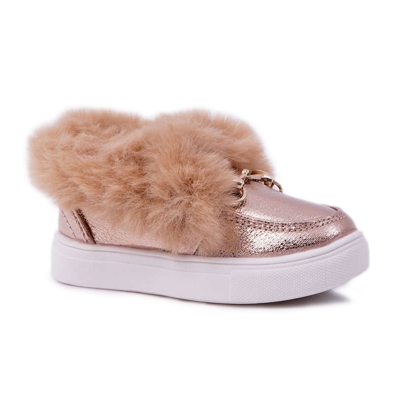 Baskets Enfant Fourrure Chaud Champagne Grendy d'or