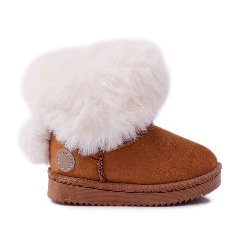 FRROCK Bottes de neige pour enfants avec fourrure Camel Kiks brun
