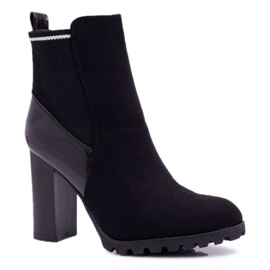 FRERY Bottines femme à talon Daim Noir Fenem