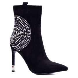 HAN Bottes Pour Femmes À Talons Hauts Noir À La Mode