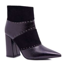 SEA Bottes Femme À Talons Hauts Avec Rivets En Spitz RB21P Noir Yango le noir