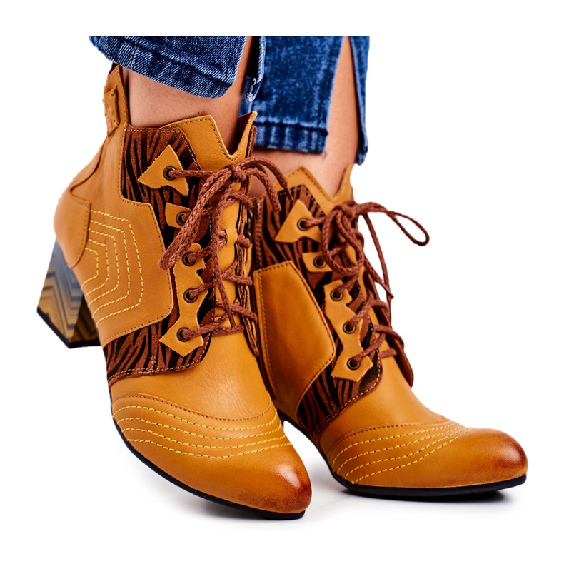 Bottes Femme Cuir Maciejka Jaune 03194 brun multicolore