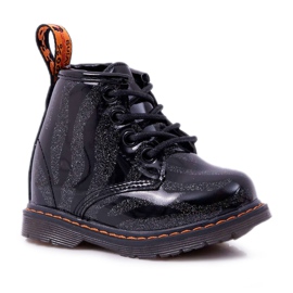 FRROCK Boots Enfant Laquées avec une fermeture éclair Noir Omua
