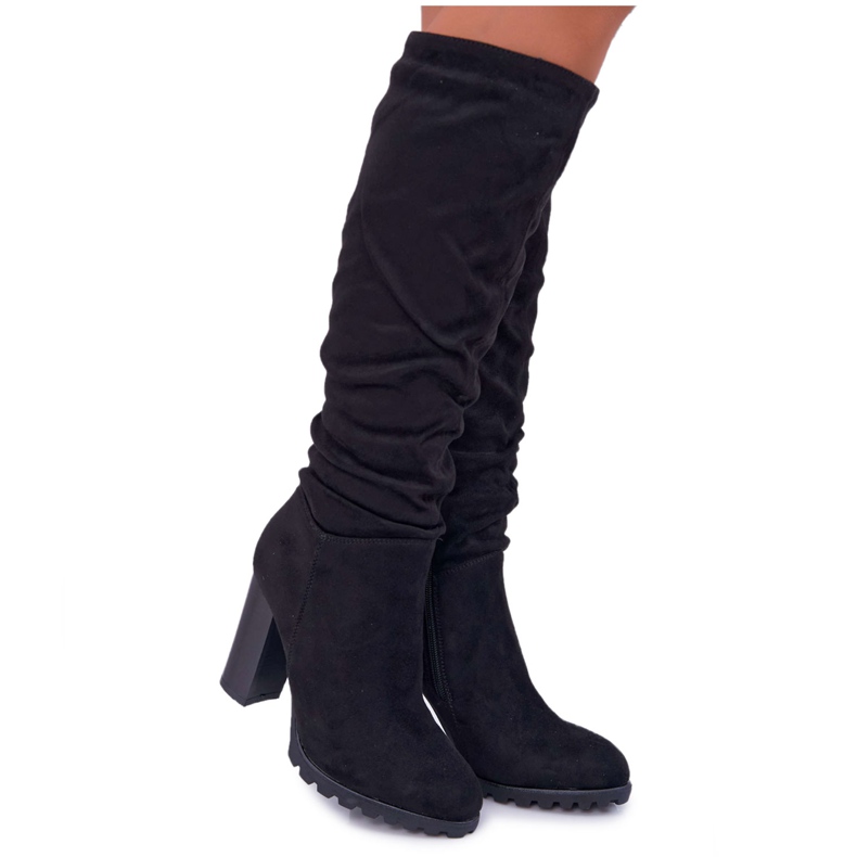 EVE Bottines à Talons Femme Daim Noir Marion le noir