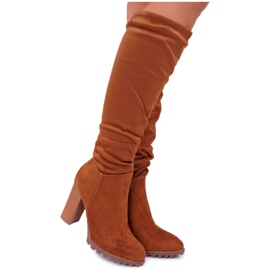 EVE Bottines Femme Talon Daim Camel Marion brun