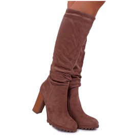 EVE Bottines Femme Talon Daim Kaki Marion