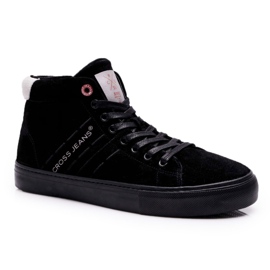 Baskets Homme High Cross Jeans Cuir Daim Noir EE1R4057C