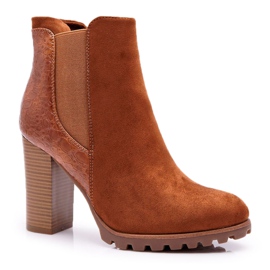 Bottines Femme Talon Haut Camel Mondego brun