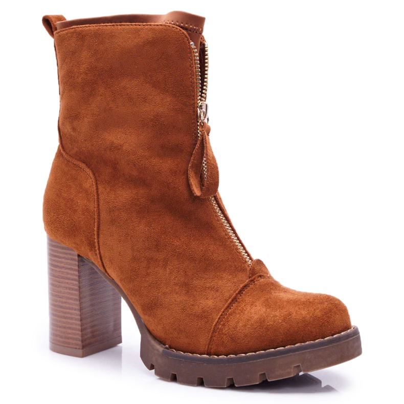 FE1 Boots femme à talon Camel Frann brun