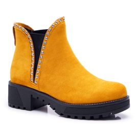 FRBS Bottes Jodhpur Pour Femmes Avec Cubic Zirconia Jaune Sissy FRBS Bottes Jodhpur Pour Femmes Avec Cubic Zirconia Jaune Sissy