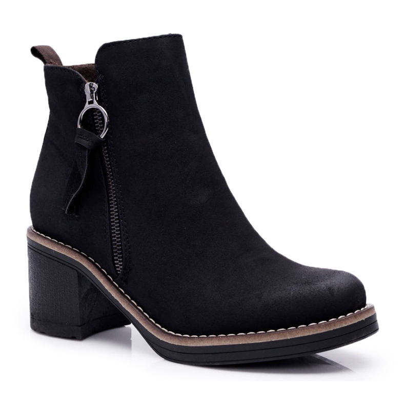 FRJEIN Bottines femme sur talon rembourrées de feutre noir Delia le noir
