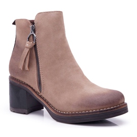 FRJEIN Bottines à Talons Femme Warm Felt Beige Delia FRJEIN Bottines à Talons Femme Warm Felt Beige Delia