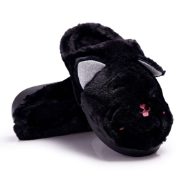 Chaussons Femme Chats avec Oreilles Noir Sleppyhead le noir