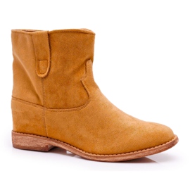 MSMG Bottes compensées pour femmes Camel Evana brun