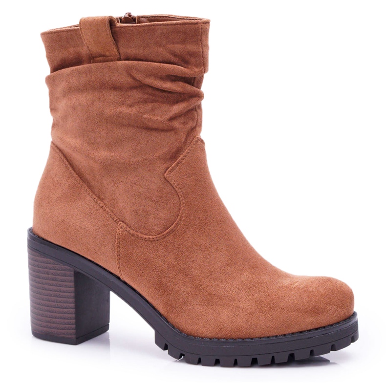 FB2 Bottines Femme Talon Daim Camel Celma brun