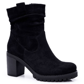 FB2 Bottines Femme Talon Daim Noir Celma le noir