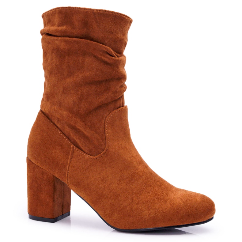 FJ1 Bottines Femme Talon Daim Camel Endless brun