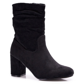 FRJ Bottes À Talons Pour Femmes En Daim Noir Sans Fin le noir