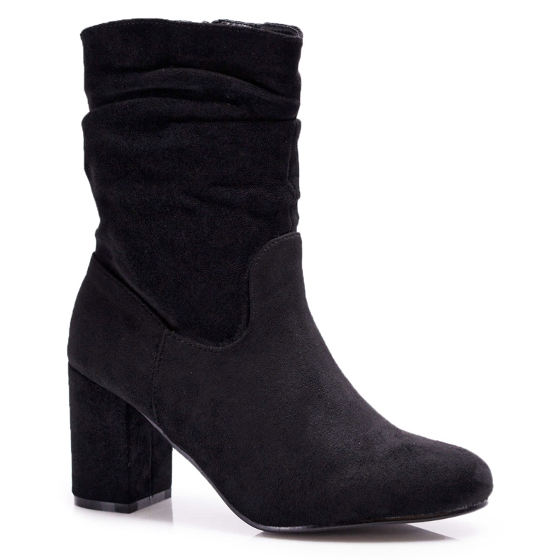 FRJ Bottes À Talons Pour Femmes En Daim Noir Sans Fin le noir