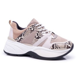 Chaussures Sport Femme Beige Peau De Serpent Larey