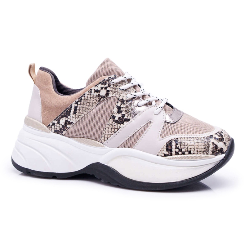 Chaussures Sport Femme Beige Peau De Serpent Larey