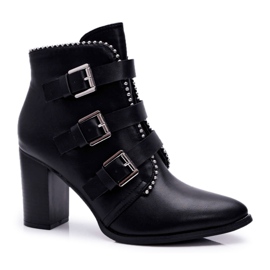 FJ1 Bottes À Talons Pour Femmes Avec Boucles Noir Finbas