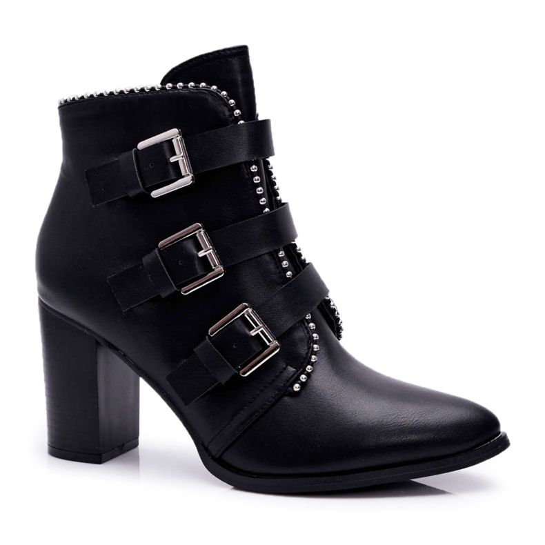 FJ1 Bottes À Talons Pour Femmes Avec Boucles Noir Finbas le noir