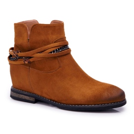 Vinceza Bottines en daim pour femmes Hidden Wedge Camel Mirley brun