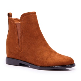 BUGO Bottines Compensées Femme Daim Camel Tema brun