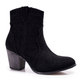 BUGO Bottines Femme à Talons Bottes Cowboy Nutriso Noires