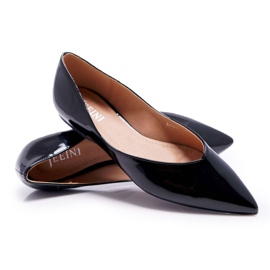 FRJEIN Ballerines Femme Laquées En Spitz Noir Tell Me