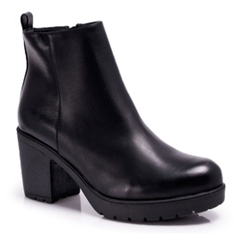 BUGO Bottines Femme à Talon Noir Veba
