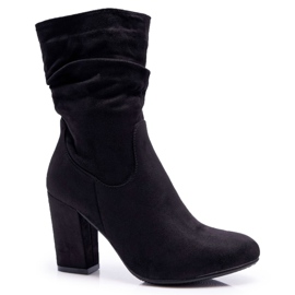 Bottines Femme Talon Haut Daim Noir S.Barski 36-14 le noir