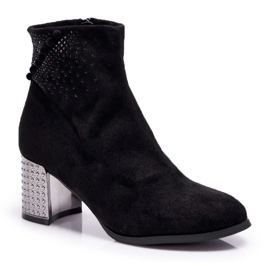 EVE Bottes à Talons Femme Cristaux Noir Homesa